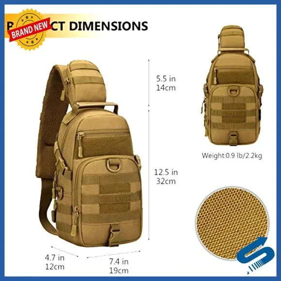 Tactical Sling Bag MOLLE Crossbody Pack Chest Shoulder Backpack Military Style